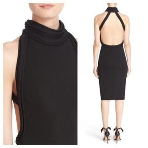 Brandon Maxwell Open Back High Neck Halter Black Mini Dress Size 4